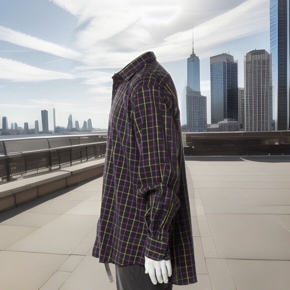 BIG & TALL Etro Milano Button Up Plaid Shirt Size 43 XXL Good Condition - Picture 2 of 8